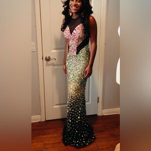 Black jeweled/ Sequin Evening Gown